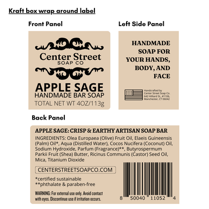 Apple Sage Vegan Handmade Soap Bar