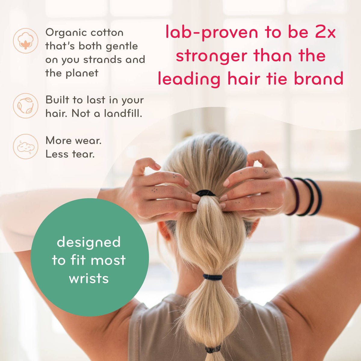 Plastic-free Round Hair Ties - Mondo 4-pack - Golden Fibres