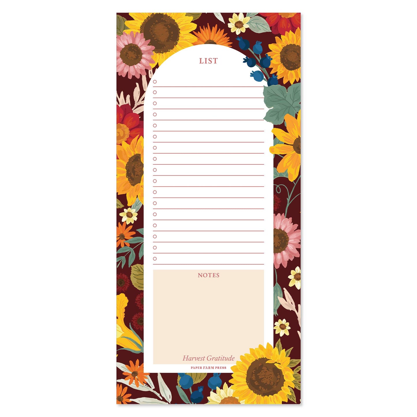 Fall Flowers Market List Notepad