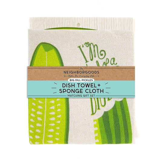 Pickle Tea Towel + Sponge Cloth Set
