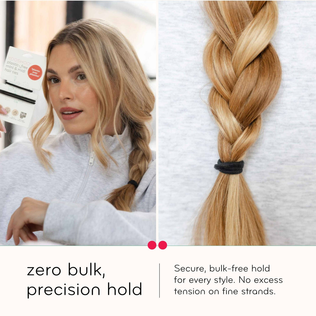 Plastic-free Mini Midi Hair Ties. Fine Hair, Kids & Braids