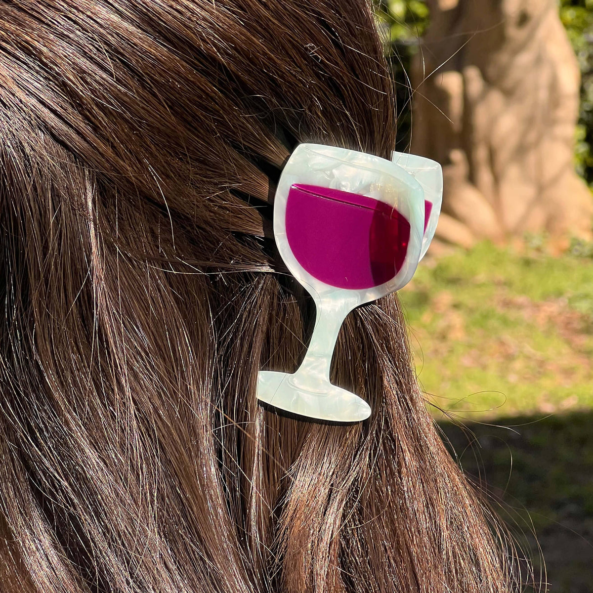 Red Wine Glass Hair Claw Clip