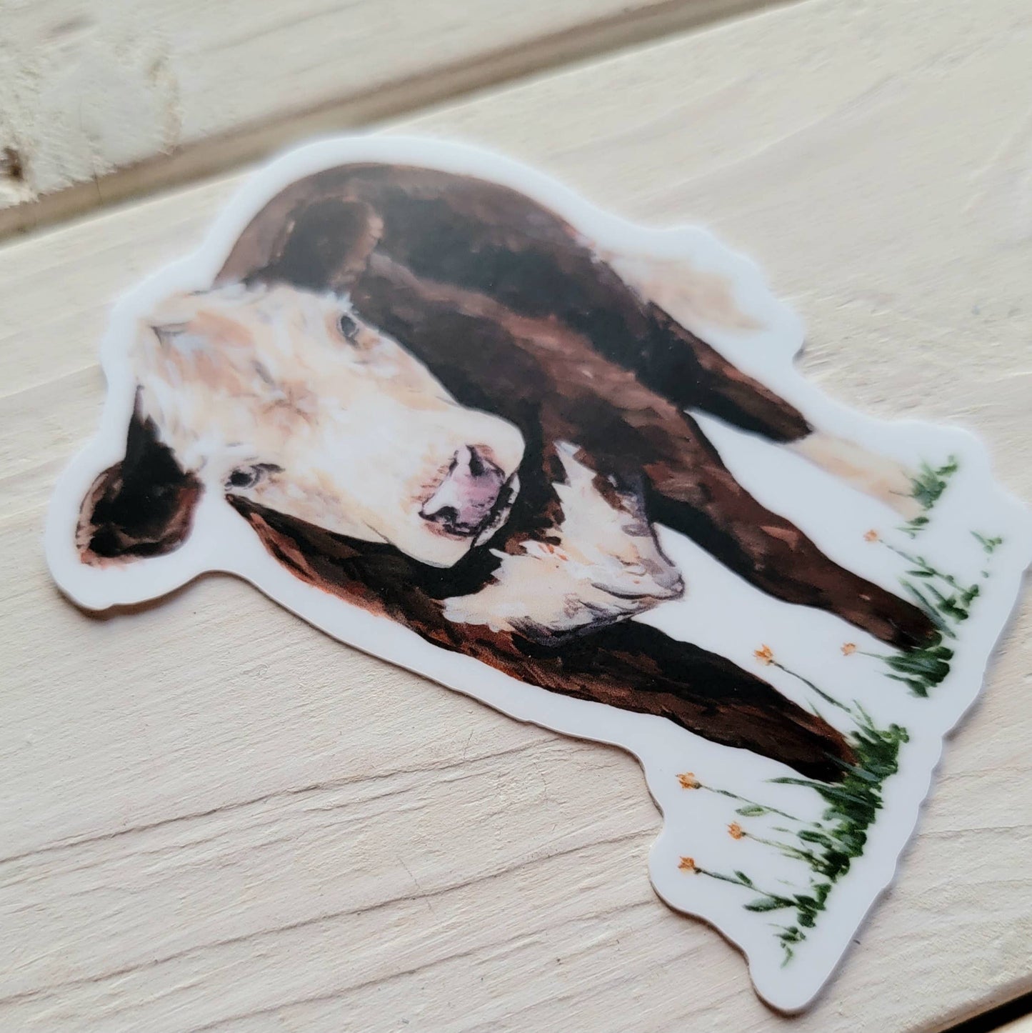 Hereford Red and White Cow Vinyl Sticker