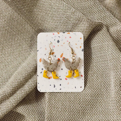 Chickens with Boots Earrings