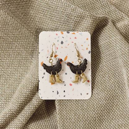 Chickens with Boots Earrings