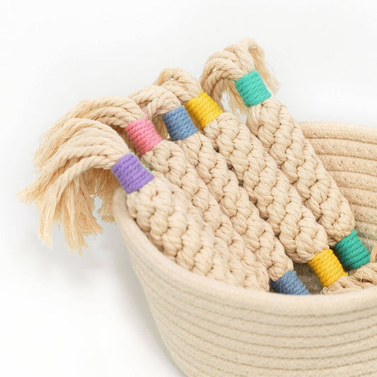 Sustainable Macrame Candy Dog Rope Toy