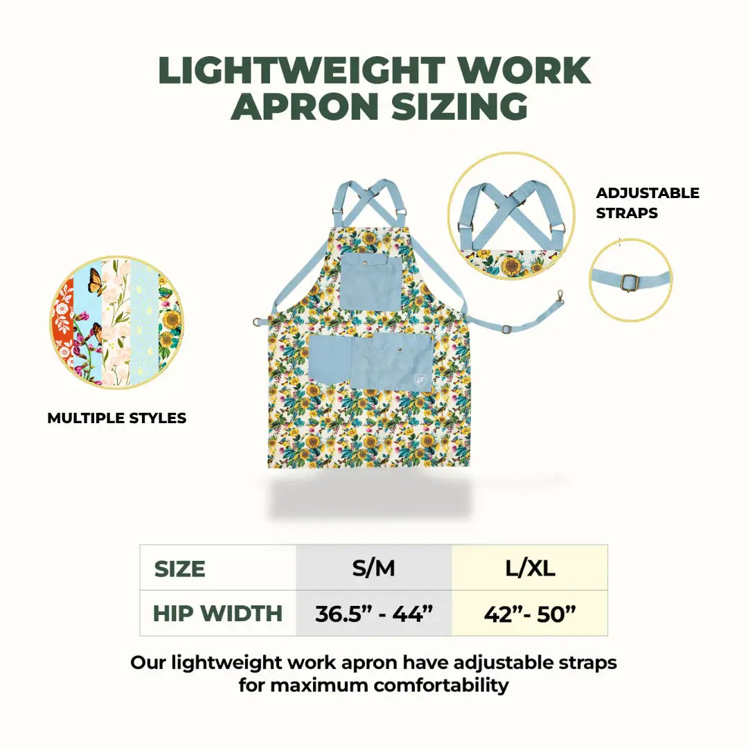 Garden Flower Lightweight Work Apron