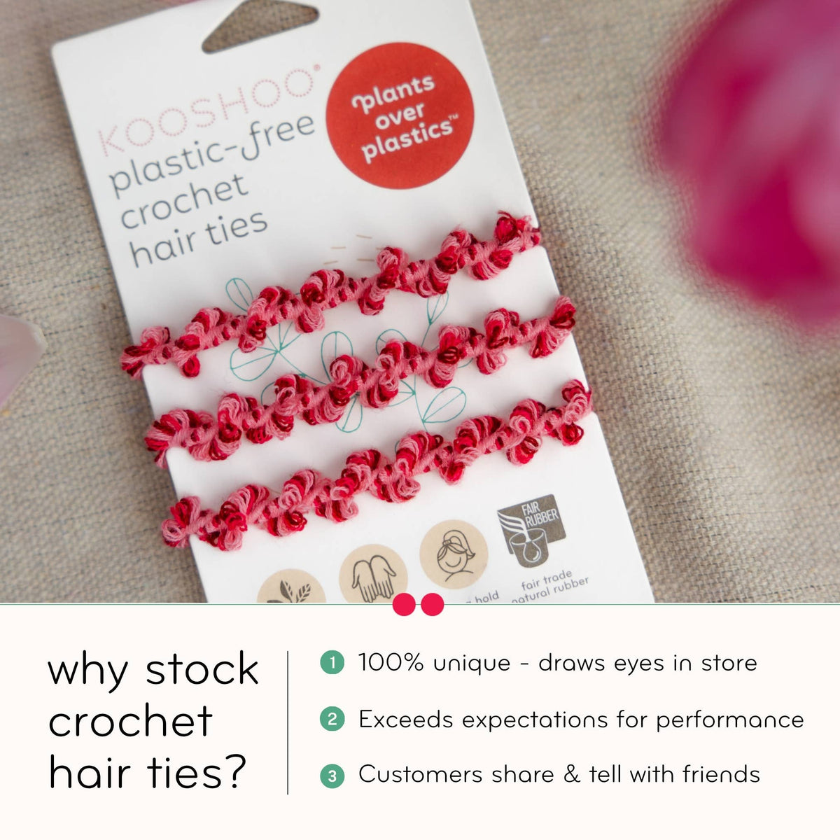 Crochet Hair Ties: Hair Health, Organic Elastics, Hot Jam