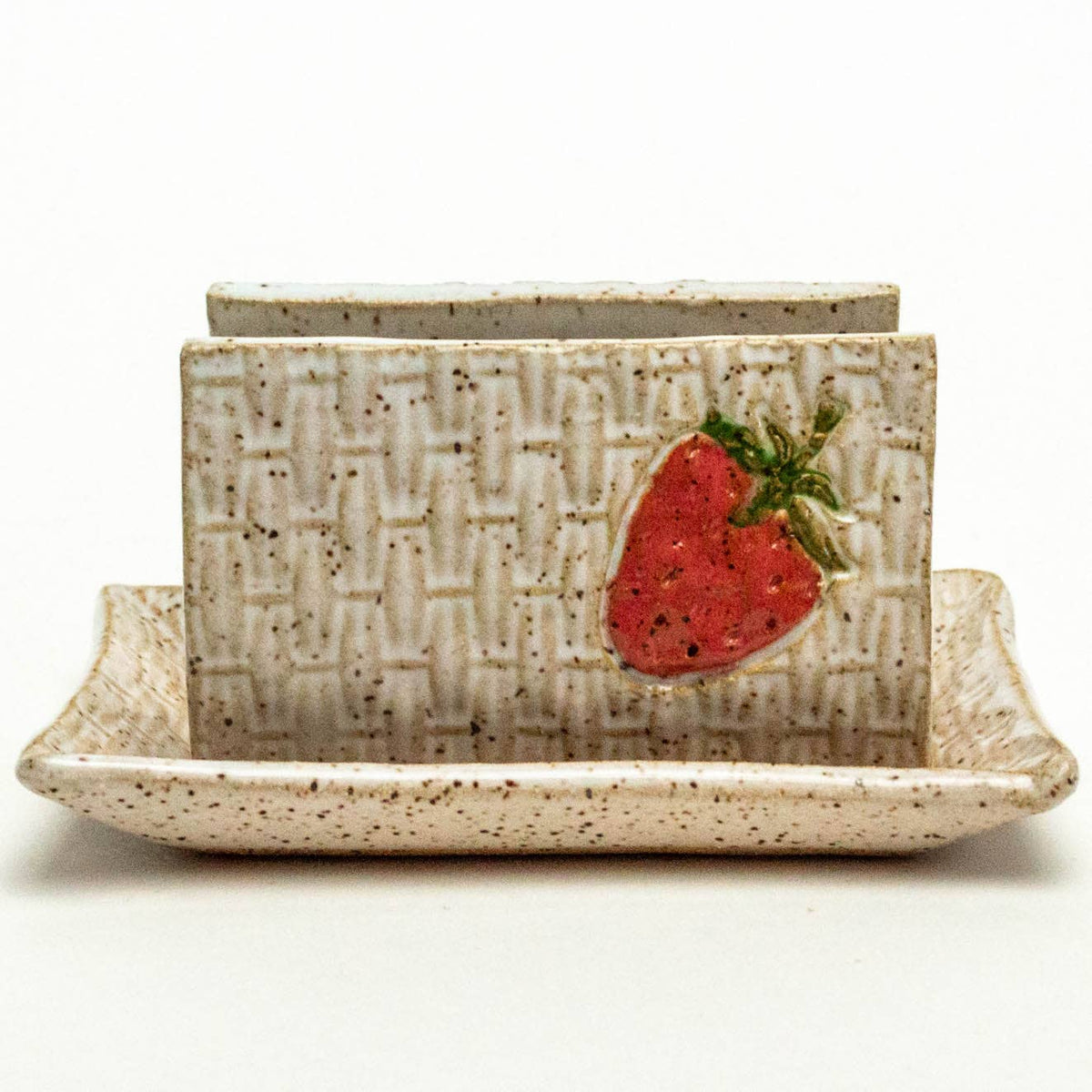Strawberry Pattern Handmade Stoneware Kitchen Sponge Holder