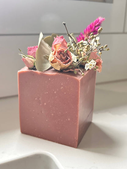 Vintage Style French Block Soap With Dry Flowers