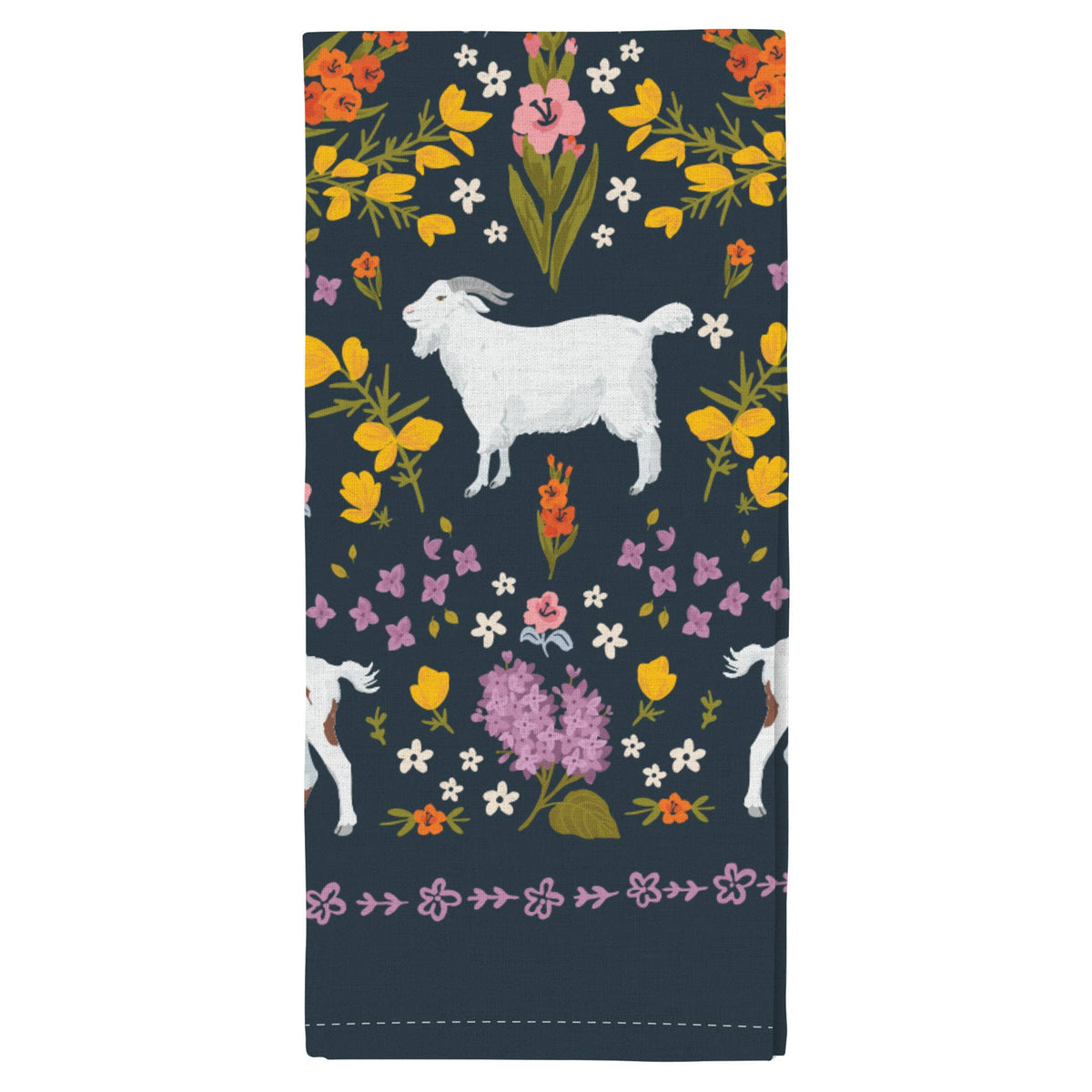 Goats Folk Floral Tea Towel