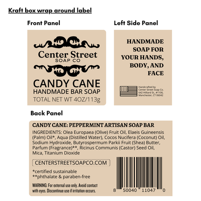 Candy Cane Handmade Bar Soap