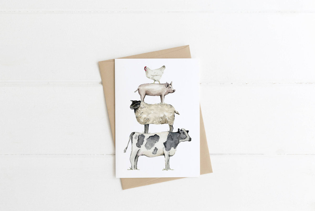 Farm Animal Stack Greeting Card