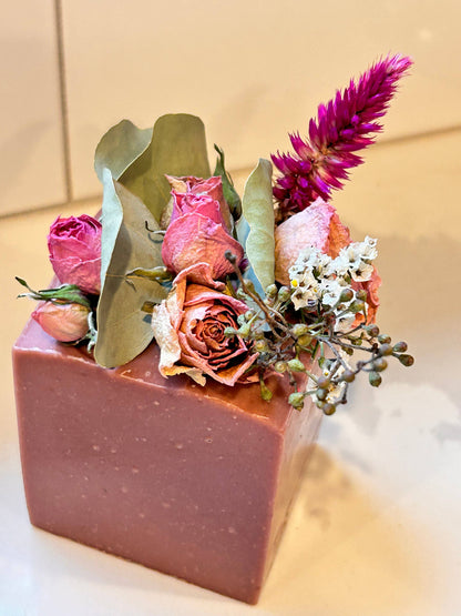 Vintage Style French Block Soap With Dry Flowers