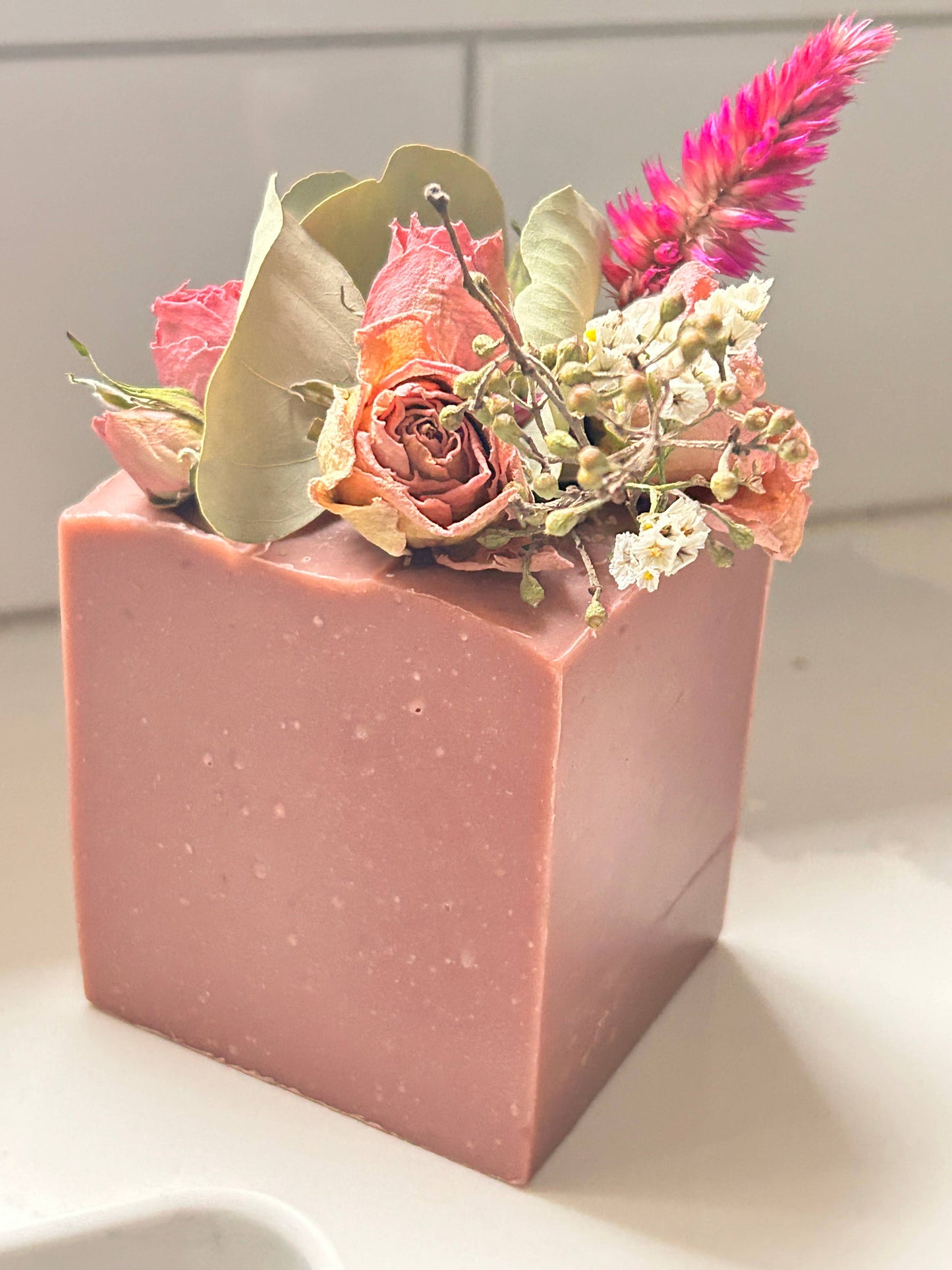 Vintage Style French Block Soap With Dry Flowers