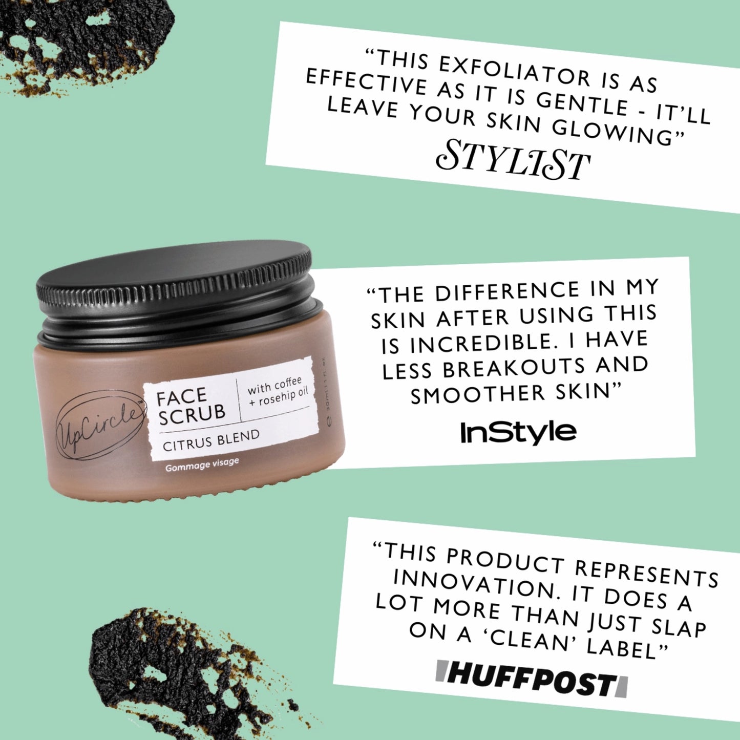 Coffee Eco Friendly Face Scrub [Citrus] Vegan Exfoliator