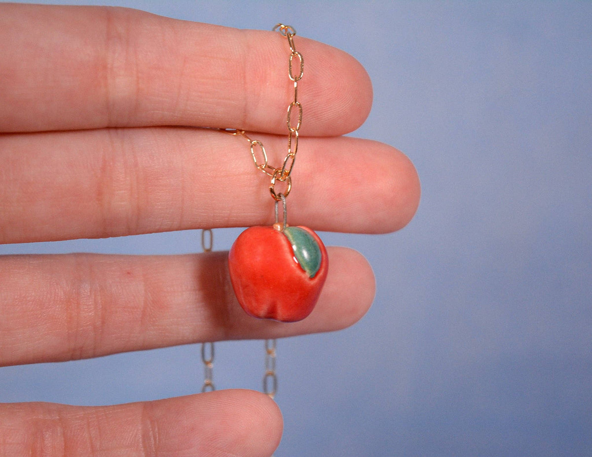 Apple Ceramic Charm Necklace