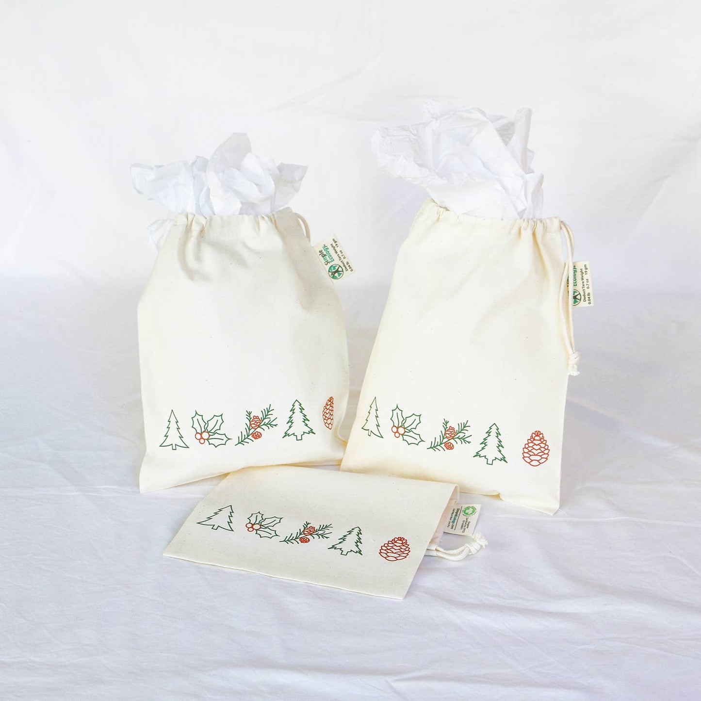 Organic Fabric Holiday Gift Bags
