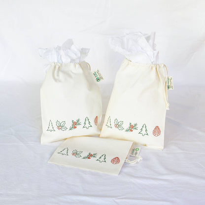 Organic Fabric Holiday Gift Bags